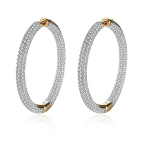 Pendientes de Aro con Incrustaciones Chapados en Oro